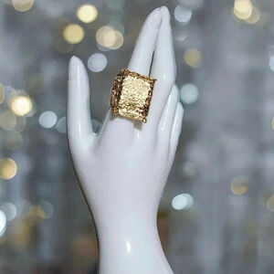 🆕️Turkish Artisan 18K Gold Plated Brass Adjustable Trendy Luxury Cocktail Ring